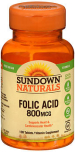 Sundown Naturals Folic Acid 800 mcg Tablets - 100 ct