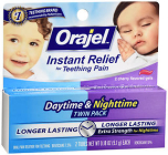 Orajel Daytime & Nighttime Oral Pain Reliever for Teething Pain Gel Cherry Flavored