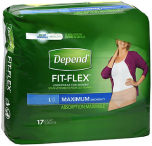 Depend Fit-Flex Underwear for Women Maximum Absorbency Size L