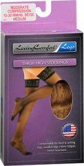 Loving Comfort Legs Thigh High Stockings Moderate Compression Medium Beige - 1 pair