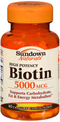 Sundown Naturals Biotin 5000 mcg Capsules - 60 ct