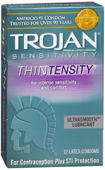 Trojan Sensitivity Thintensity Lubricated Premium Latex Condoms - 12 ct