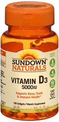 Sundown Naturals Vitamin D3 5000 IU Softgels Maximum Potency - 150 ct
