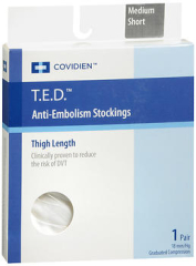 T.E.D. Anti-Embolism Stockings Thigh Length 18 mm/Hg White Medium Short MKN35096