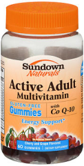 Sundown Naturals Active Adult Multivitamin with Co-Q-10 Gummies Cherry and Grape Flavored