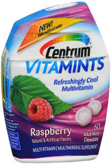 Centrum Vitamints Multivitamin Supplement Adult Minty Chewables Raspberry