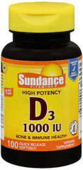 Sundance High Potency Vitamin D3 1000 IU Quick Release Softgels