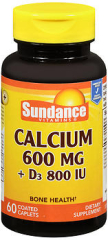Sundance Vitamins Calcium 600 mg + D3 800 IU Caplets