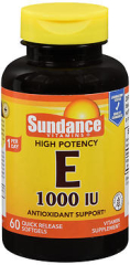 Sundance Vitamins High Potency E 1000 IU Vitamin Supplement Quick Release Softgels