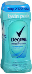 Degree Dry Protection Anti-Perspirant Deodorant Invisible Solid Shower Clean Twin Pack